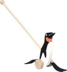 Bino Dřevěná tahací hračka: Tučňák na tyči/černobílý
