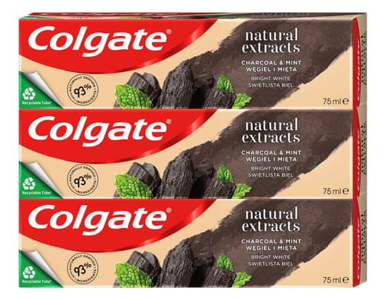 Colgate Naturals Charcoal& Mint bělicí zubní pasta tripack 3x75 ml