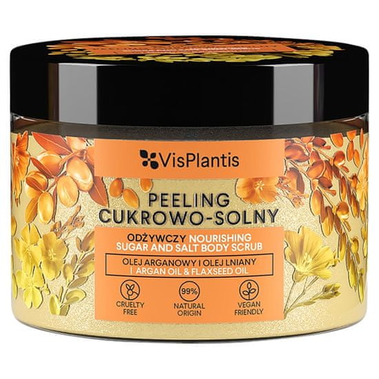 VIS Plantis Vyživující cukrovo-slaný peeling - arganový a lněný olej 350G