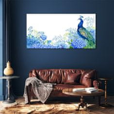 COLORAY.CZ Obraz na skle Květiny pták Peacock 120x60 cm