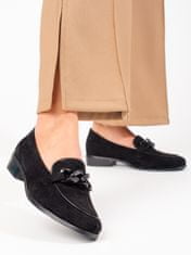 Amiatex Stylové dámské mokasíny černé bez podpatku + Ponožky Gatta Calzino Strech, černé, 37