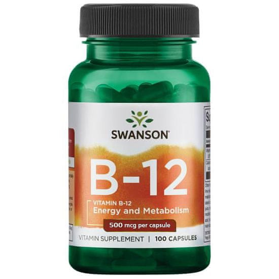 Swanson Vitamin B12, 500 mcg, 100 kapslí