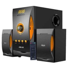 Akai Reproduktorový systém , SS032A-3515 2.1, FM rádio, vstup USB a čtečky karet, dálkové ovládání, 18 W + 2 x 10 W