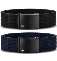ZAGATTO Pánský popruhový pásek, sada dvou popruhů černá a tmavě modrá barvy, odolný a pevný kalhotový pásek, pásek s elegantní krabičkou, délka: 105 cm / K3-CZ-P1/K3-CZ-P25-S, černá/tmavě modrá, 105 cm