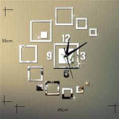 IZMAEL Nástěnné nalepovací hodiny Quadrat-Stříbrná KP23947