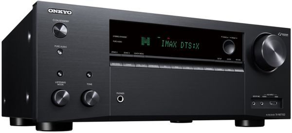 zmogljiv avdio sprejemnik onkyo TX-NR7100 fm dab dab+ radijski sprejemnik spotify tidal tunein deezer moč 170 W na kanal 9,2 kanala dts play chromecast sonos wifi bluetooth airplay usb digitalni zvočni vhod dac hires audio elegantno oblikovanje daljinski upravljalnik