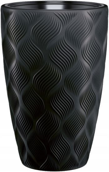 Form-Plastic Kulatý květináč Flow Slim 30 | Tmavě černá