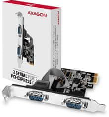 AXAGON PCEA-S2N, PCIe řadič - 2x sériový port (RS232) 250 kbps, vč. LP