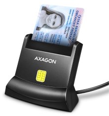 AXAGON CRE-SM4N, USB-A StandReader čtečka kontaktních karet Smart card (eObčanka), kabel 1.3m