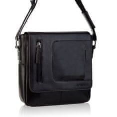 Betlewski Černá pánská kožená taška přes rameno Letter Bag
