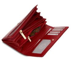 Betlewski Velká červená dámská peněženka Zlatý hardware