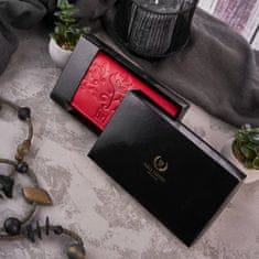 PAOLO PERUZZI Dámská kožená peněženka Red Flower Embossing