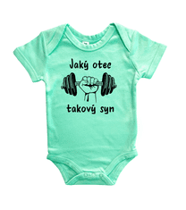 Hobbytriko Vtipné body pro miminko - Jaký otec takový syn / dcera (činka) Barva: Žlutá, Velikost: 12-18 m, Délka rukávu: Krátký rukáv