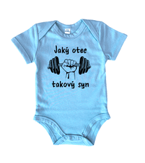 Hobbytriko Vtipné body pro miminko - Jaký otec takový syn / dcera (činka) Barva: Žlutá, Velikost: 12-18 m, Délka rukávu: Krátký rukáv