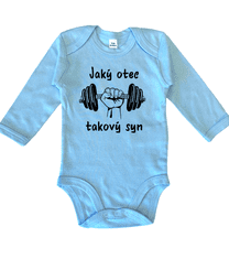 Hobbytriko Vtipné body pro miminko - Jaký otec takový syn / dcera (činka) Barva: Žlutá, Velikost: 12-18 m, Délka rukávu: Krátký rukáv