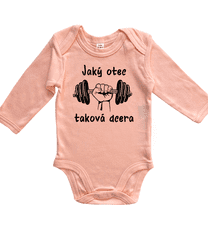 Hobbytriko Vtipné body pro miminko - Jaký otec takový syn / dcera (činka) Barva: Žlutá, Velikost: 12-18 m, Délka rukávu: Krátký rukáv