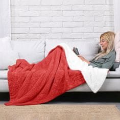 FLHF Shleepy Red Embossed Jacquard Modern Blanket 130x180 AmeliaHome