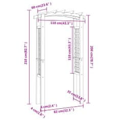 Greatstore Trelážový oblouk 110x60x220 cm impregnovaná masivní borovice