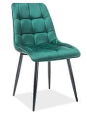 ATAN Jídelní čalouněná židle SIK VELVET zelená/černá
