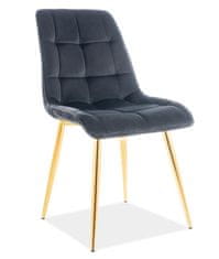 ATAN Jídelní čalouněná židle SIK VELVET černá/zlatá