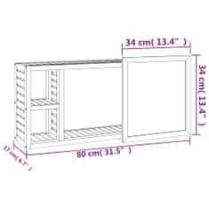 Greatstore Zrcadlová skříňka 80 x 17 x 34 cm masivní ořechové dřevo