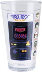 CurePink Proměňovací sklenice Stranger Things: Arcade Palace (objem 450 ml)