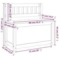 Vidaxl Lavice bílá 80 x 41 x 77 cm masivní borové dřevo
