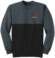 CurePink Pánská mikina svetr Playstation: Classic Logo (S) šedá bavlna