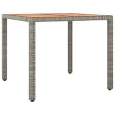 Vidaxl Zahradní stůl s dřevěnou deskou šedý polyratan a masivní akácie