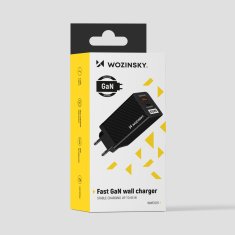 WOZINSKY 65W GaN rychlonabíječka s porty USB a USB-C podporující QC 3.0 PD Black