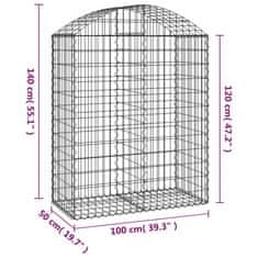 Vidaxl Klenutý gabionový koš 100 x 50 x 120/140 cm pozinkované železo