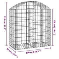 Vidaxl Klenutý gabionový koš 100 x 50 x 100/120 cm pozinkované železo