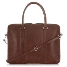 PAOLO PERUZZI Elegantní pánská kožená taška na notebook 15,6 Brown