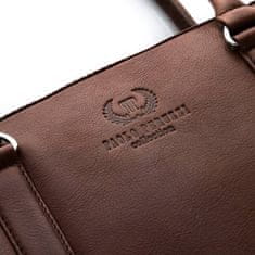 PAOLO PERUZZI Elegantní pánská kožená taška na notebook 15,6 Brown