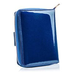 Betlewski Modrá kožená dámská peněženka Rfid s lakovaným povrchem