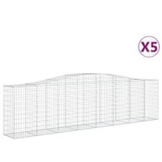 Greatstore Klenuté gabionové koše 5 ks 400x50x100/120cm pozinkované železo