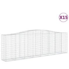 Greatstore Klenuté gabionové koše 15ks 400x50x120/140cm pozinkované železo