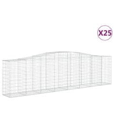 Vidaxl Klenuté gabionové koše 25ks 400x50x100/120cm pozinkované železo