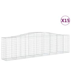 Greatstore Klenuté gabionové koše 15ks 400x50x100/120cm pozinkované železo