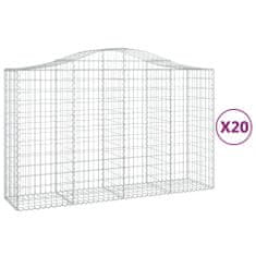 Vidaxl Klenuté gabionové koše 20ks 200x50x120/140cm pozinkované železo