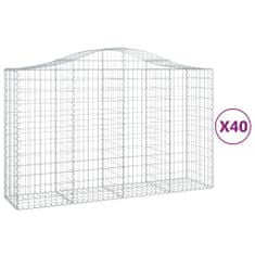 Vidaxl Klenuté gabionové koše 40ks 200x50x120/140cm pozinkované železo