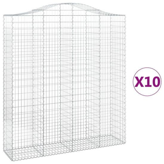 Vidaxl Klenuté gabionové koše 10ks 200x50x220/240cm pozinkované železo