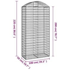 Petromila Klenutý gabionový koš 100 x 50 x 200/220 cm pozinkované železo