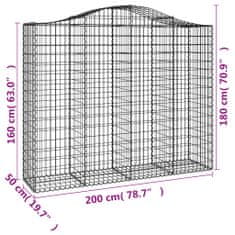 Vidaxl Klenuté gabionové koše 8 ks 200x50x160/180cm pozinkované železo