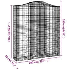 Vidaxl Klenuté gabionové koše 6 ks 200x50x220/240cm pozinkované železo