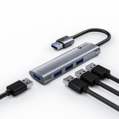 C-Tech HUB USB UHB-U3-AL, 4x USB 3.2 Gen 1, hliníkové tělo