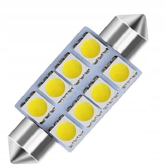 Rabel LED autožárovka 41 mm 8 smd 5050 C5W C10W C15W SV8,5 bílá