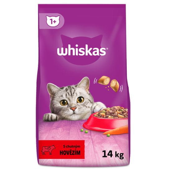 Whiskas granule hovězí pro dospělé kočky 14 kg