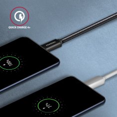 AXAGON BUCM3-CM20AB, SPEED kabel USB-C <-> USB-C, 2m, USB 3.2 Gen 1, PD 60W 3A, ALU, oplet, černý