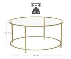 VASAGLE Konferenční stolek kulatý 84 cm